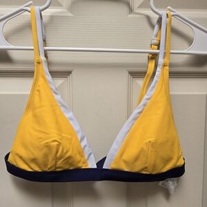 NWT Cupshe Yellow, White & Blue Triangle Bikini Top (No Bottoms), Medium
